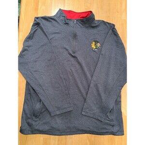 NHL Chicago Blackhawks Quarter Zip Long Sleeve Pullover Charcoal Gray XL 46/48